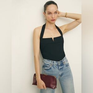 REFORMATION BLACK ARWEN KNIT HALTER TOP ✨